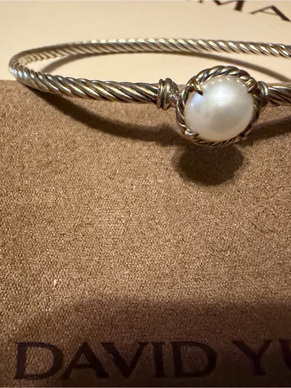 David Yurman Sterling Silver cultured pearl 3mm Chatelaine Bracelet